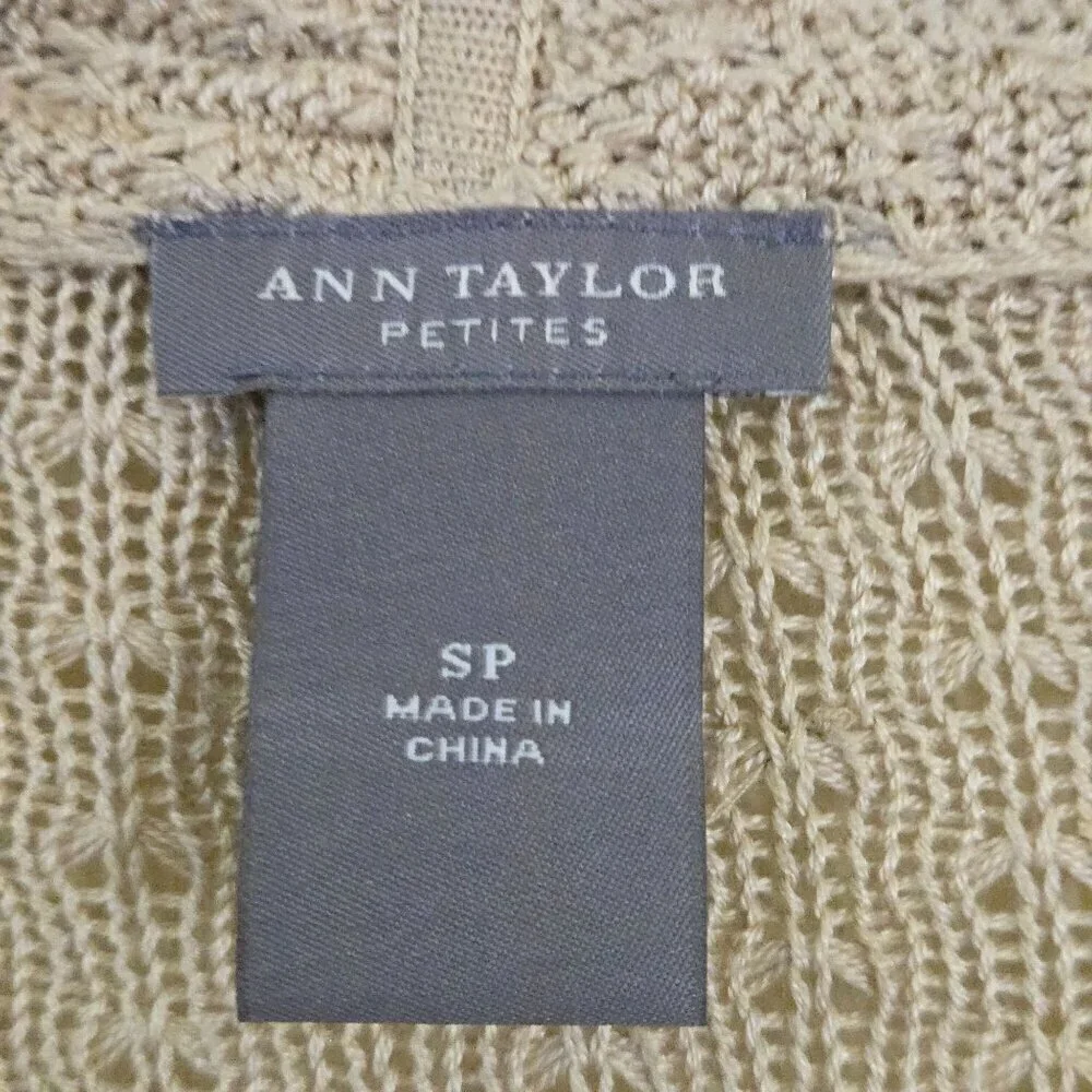 Ann Taylor Petites Beige Sequin Wrap Silk Blend Sweater Size SP